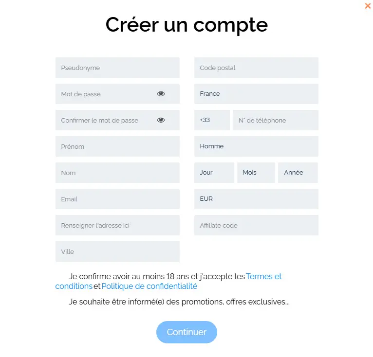 Proceso de registro WINCHILE CASINO